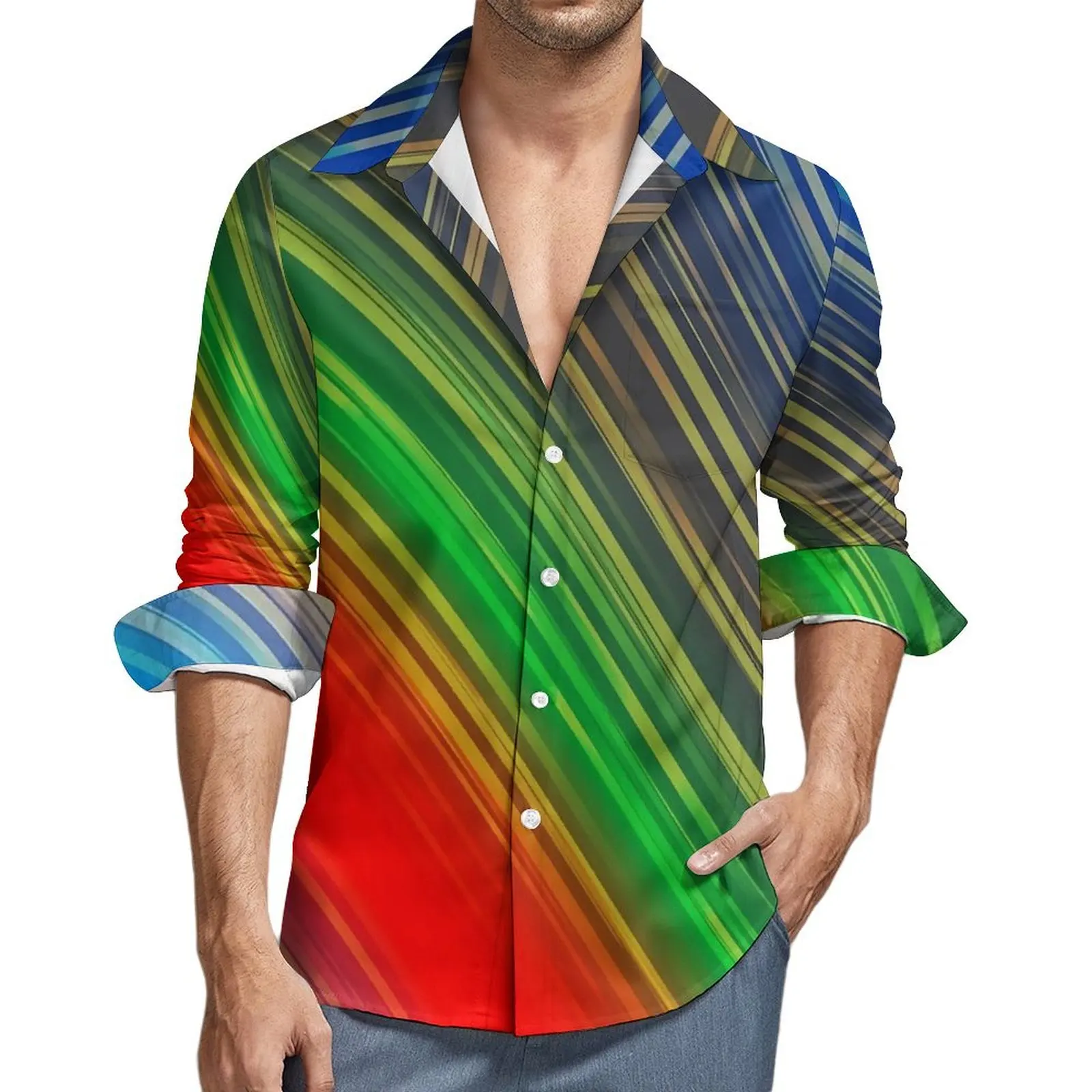 Rainbow Striped Blouse Men Colorful Abstract Shirt Long Sleeve Novelty Harajuku Casual Shirts Autumn Custom Clothes Plus Size
Rainbow Striped Blouse Men Colorful Abstract Shirt Long Sleeve Novelty Harajuku Casual Shirts Autumn Custom Clothes Plus Size