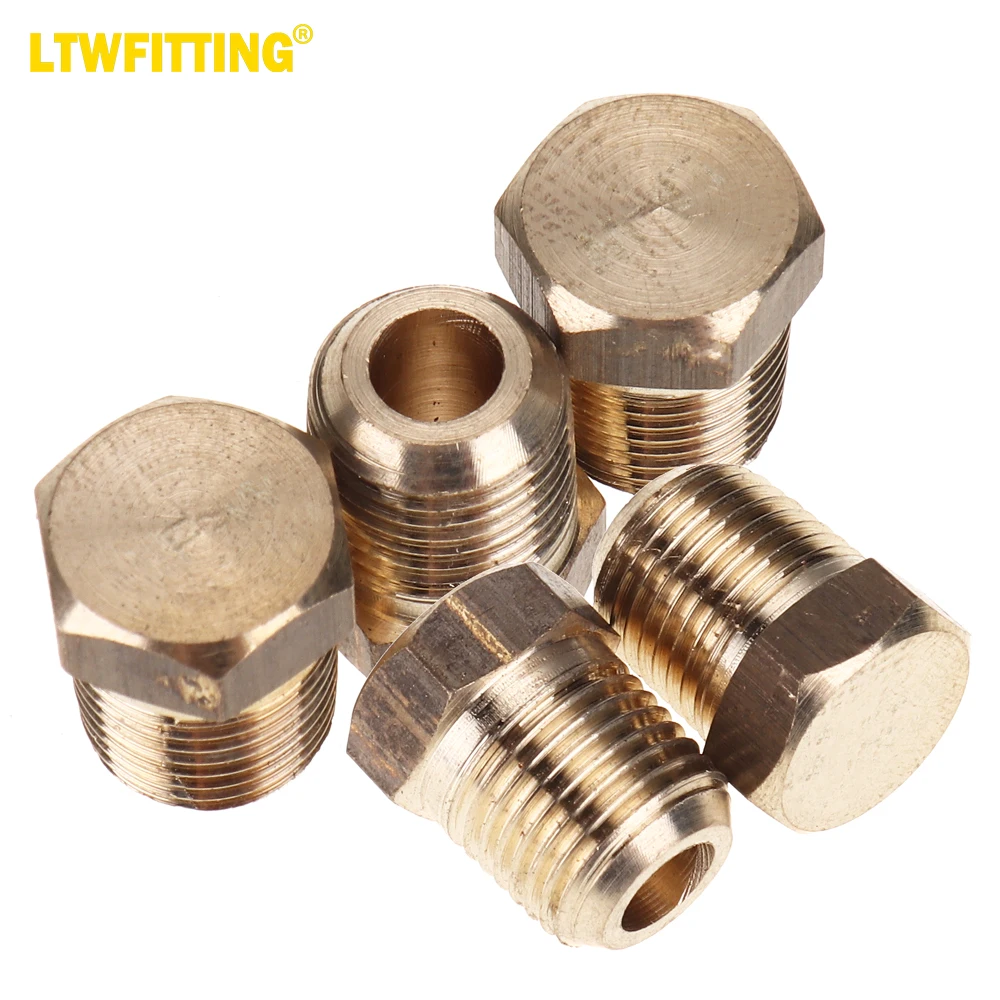 

LTWFITTING Lead Free Brass Pipe Hex Head Plug Fittings 1/8" Male NPT Air Fuel Water (Pack of 5)