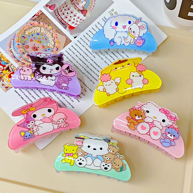 

Kawaii Sanrio Anime Shark Clip Cute Hello Kitty My Melody Kuromi Cartoon Sweet and Delicate Hairpin Headwear Gifts for Girls