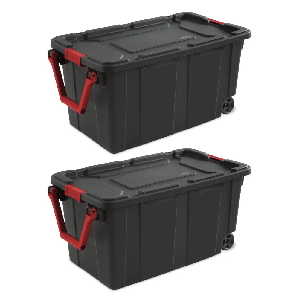 Sterilite 40 Gallon Wheeled Industrial Tote Plastic, Set of 2 Storage Organizer, Clothes Organizer, with Handles and Wheels
Sterilite 40 Gallon Wheeled Industrial Tote Plastic, Set of 2 Storage Organizer, Clothes Organizer, with Handles and Wheels