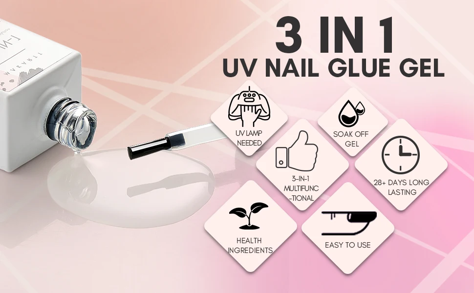 3-in-1 Nail Glue Gel for Acrylic Nails