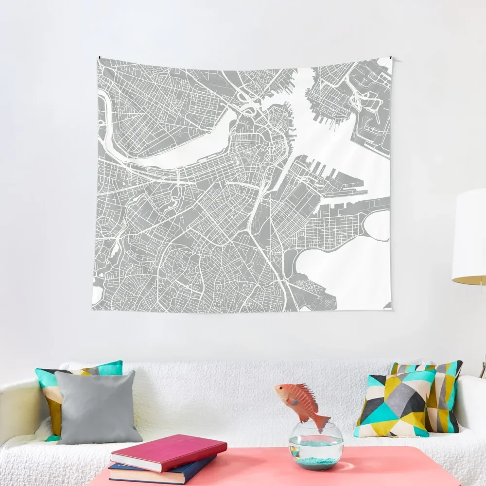 

Boston Map - Light Grey Tapestry Aesthetic Decoration Wall Decoration Items Room Aesthetic Tapestry