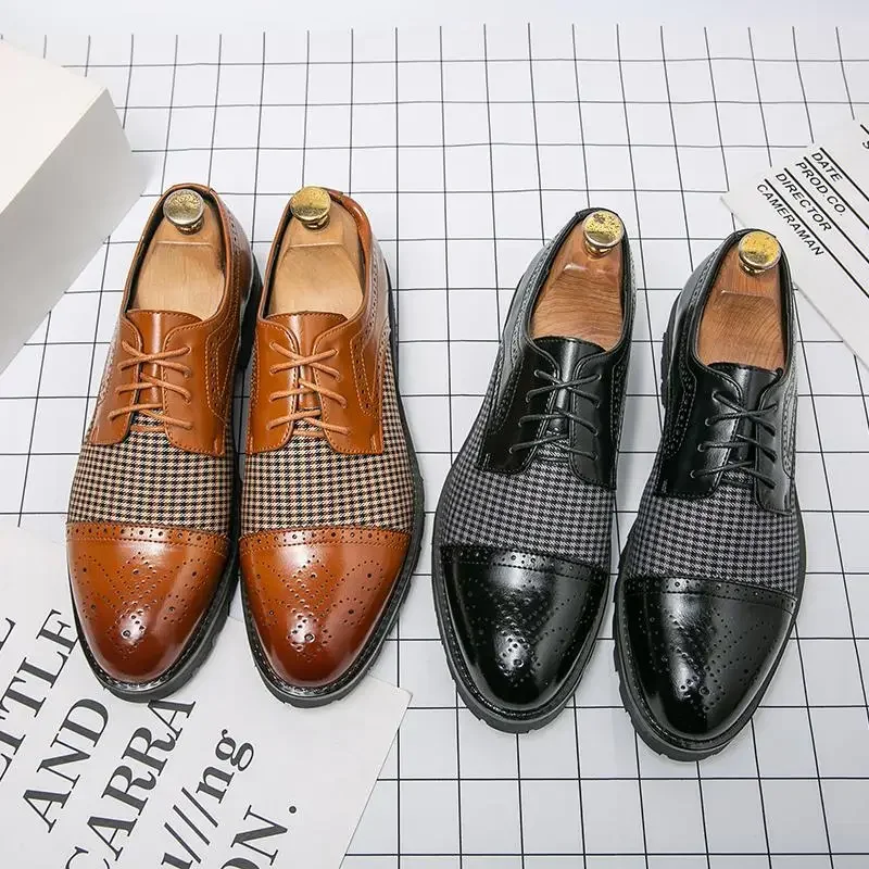 New Men's Formal Wear Shoes Black and Golden Derby Shoes Square Toe Laces Fashion Business Shoes
New Men's Formal Wear Shoes Black and Golden Derby Shoes Square Toe Laces Fashion Business Shoes
