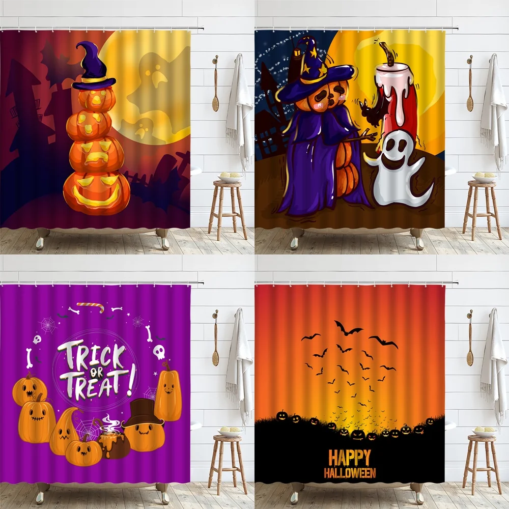 Halloween Spooky Ghosts Shower Curtain with Hook Funny Pumpkin Moon Black Bat Bathroom Curtains Polyester Fabric Bathtub Screen
Halloween Spooky Ghosts Shower Curtain with Hook Funny Pumpkin Moon Black Bat Bathroom Curtains Polyester Fabric Bathtub Screen