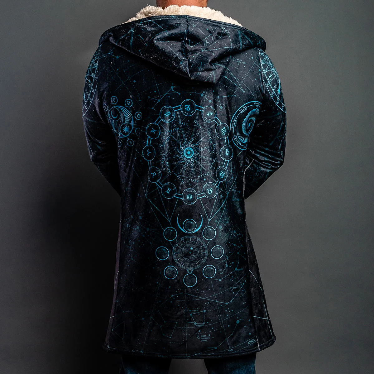 

Leo Maat CONSTELLATIONS Sky 3D Printed Hoodie Long Duffle Topcoat Hooded Blanket Cloak Thick Jacket Cotton Pullovers Overcoat