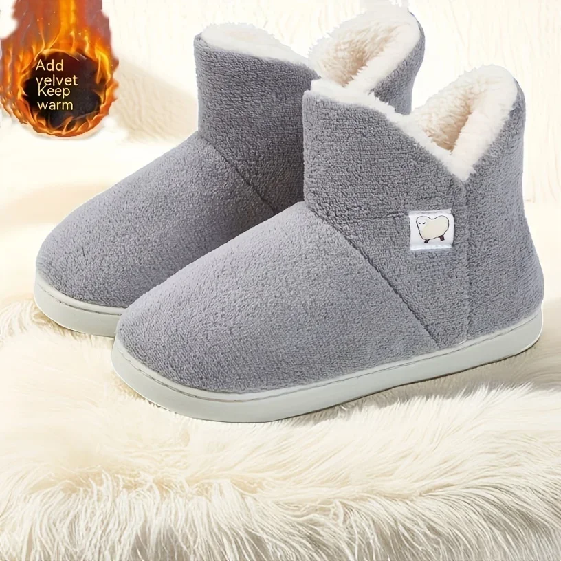 

Women Solid Color Fuzzy Boots Slip On Lined Platform Non-slip Warm Soft Sole Boots Winter Comfy Plush Shoes