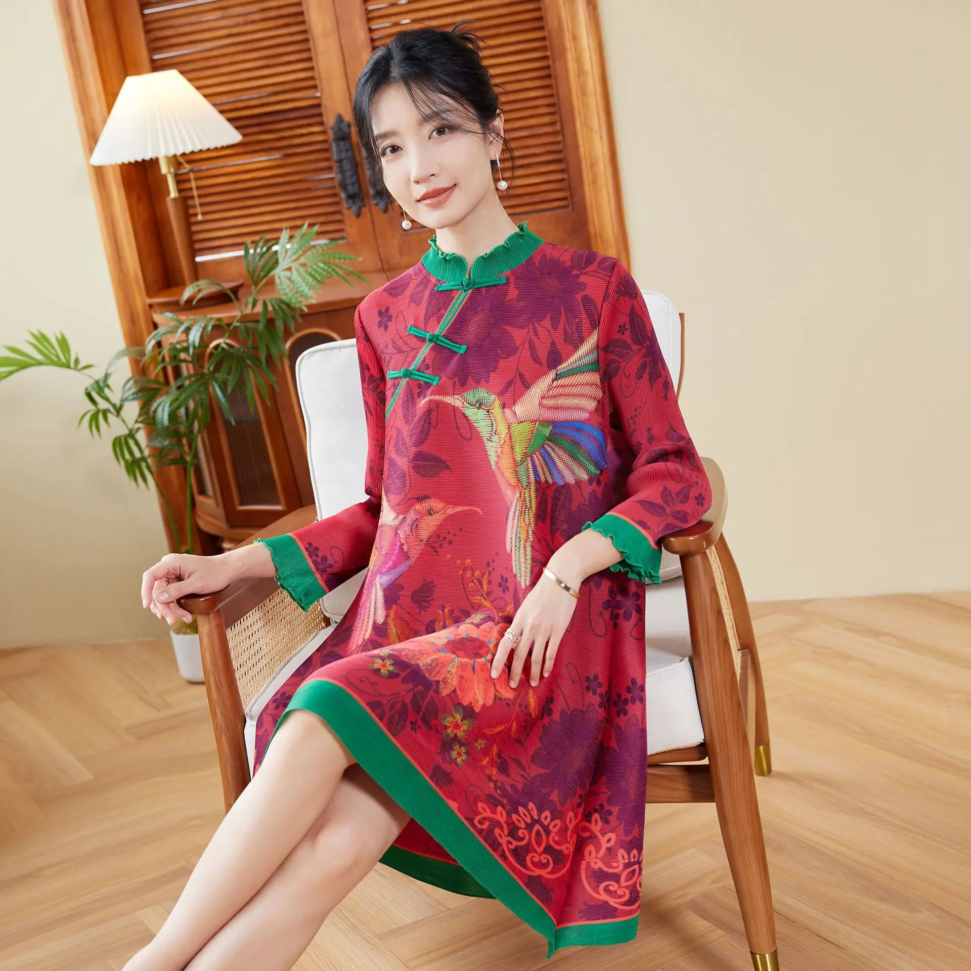 

Плиссированное Платье миаке в китайском стиле, новинка весны 2024, стильное высококачественное женское модное платье в китайском стиле для мам, женская одежда