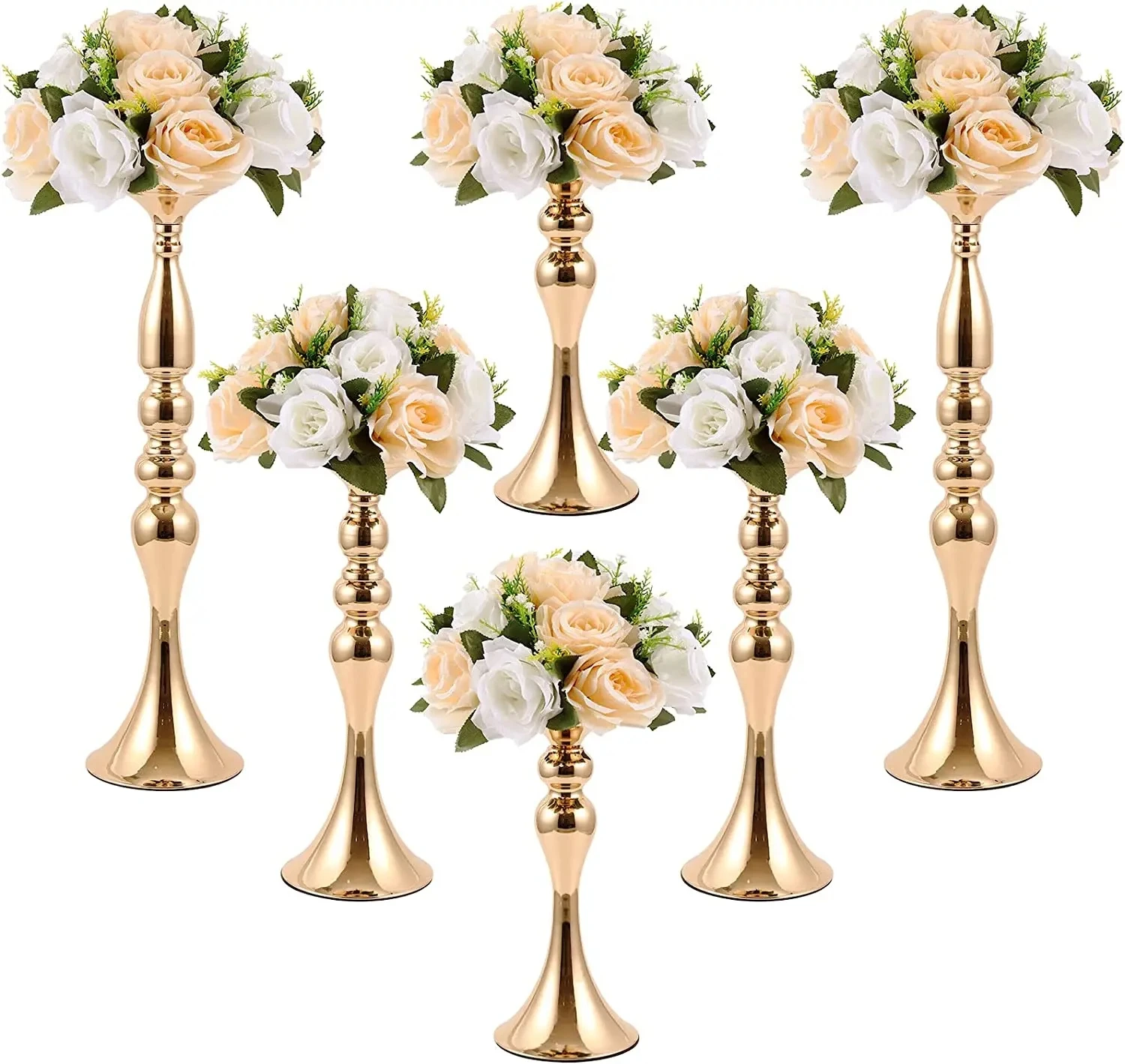 

Versatile Metal Flower Arrangement for Wedding Party, Gold Vases, Table Decor, Dinner Centerpiece Decor, 20 Pcs