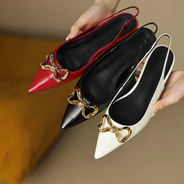 

Chic Fashion Wine Red Patent Leather Women Flats Pointed Toe Gold Buckle Shallow Moccasins Beige Slingback Casual Espadrilles