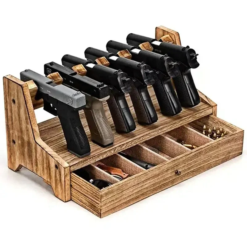 

8/6/4 Slot Gun Holder Pistol Rack Wooden Pistol Rack For Firearms Safe Storage Pistol Accessories Organizer Equipment