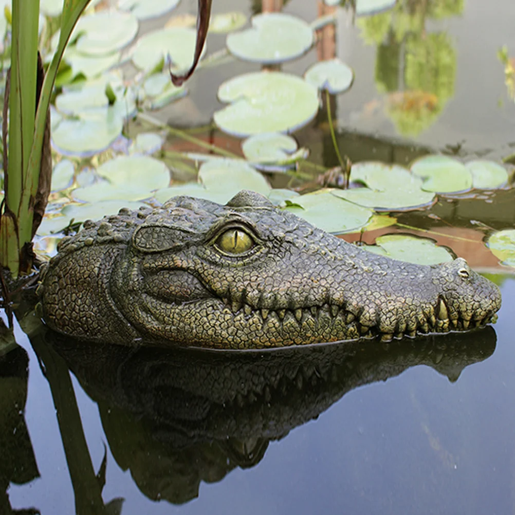 

Tabletop Animal Figurine Alligator Pool Float Crocodile Head Decor Outdoor Vivid Aquarium Ornament Resin Courtyard Fish