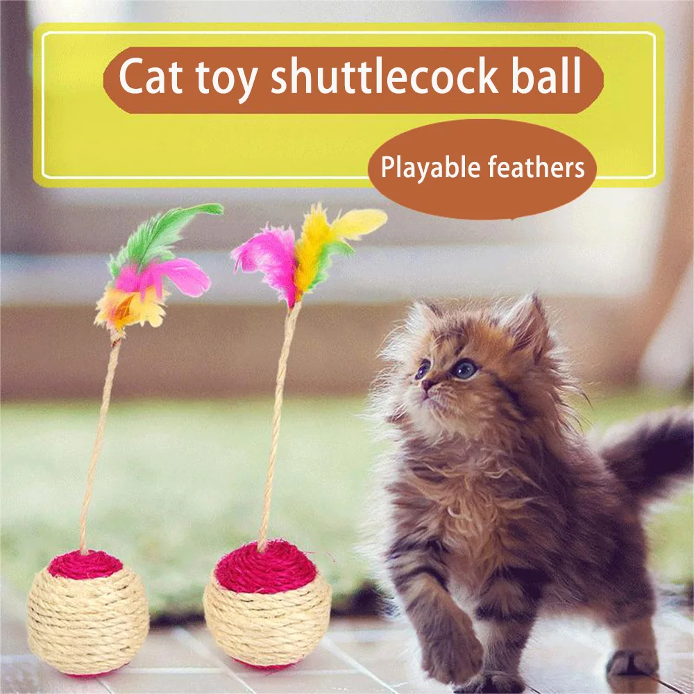 

Cat Toy Cat Sisal Scratching Ball Training Interactive Toy for Kitten Pet Cat Supplies Feather Toy Cat Toys Interactive