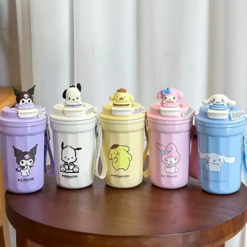 

480ml Sanrio My Melody Children's Thermos Cup Pompompurin Cinnamoroll Kuromi Pochacco Cute Student 316 Stainless Steel Water Cup