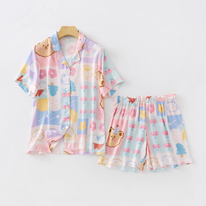 Bear Printing Pijama Damen 2023 Women's Summer Pink Cotton Pajamas Cute Little Bear Short Sleeve Shorts Two Piece Pijama Suit
Bear Printing Pijama Damen 2023 Women's Summer Pink Cotton Pajamas Cute Little Bear Short Sleeve Shorts Two Piece Pijama Suit