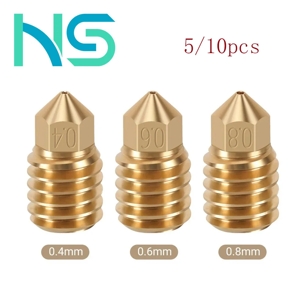 

10pcs MK8 Nozzle 0.4mm 0.8mm 3D Printer Extruder Part M9 Threaded Brass Nozzle for Bamboo Lab X1/P1P 1.75mm 3D Printing Filament