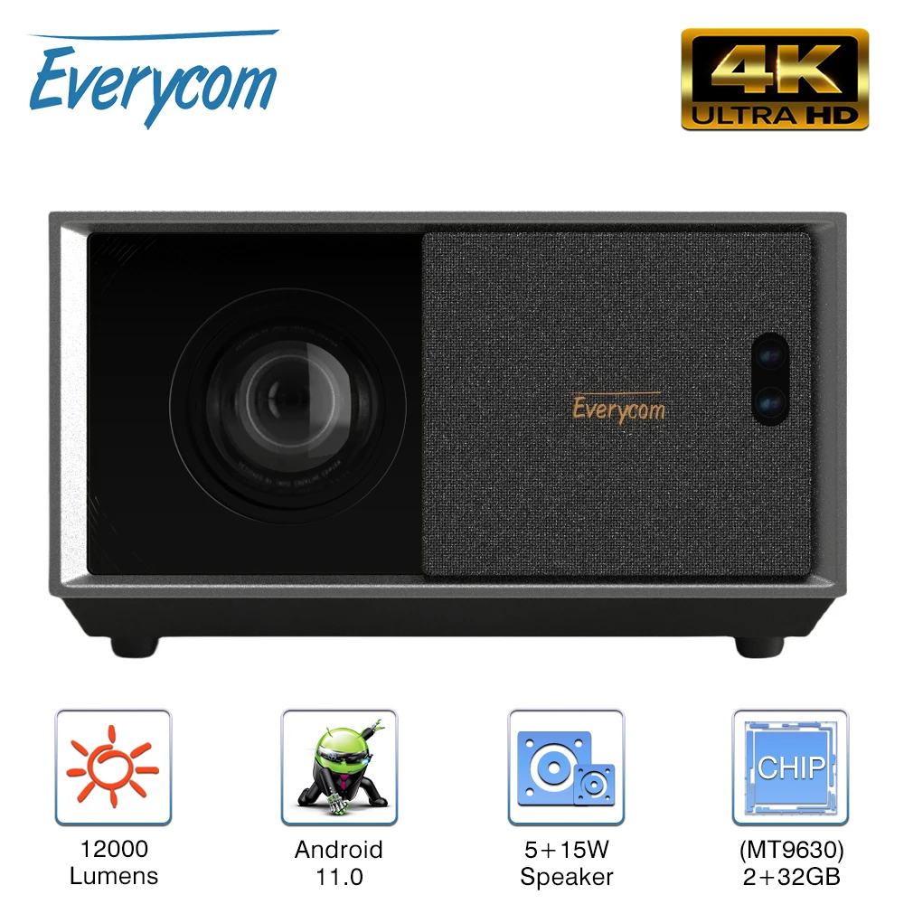 

Everycom RD829 Android 11.0 Full HD Projector 5G WiFi LED 4K Video Movie Smart 12000 Lumen Projectors Home Theater Cinema Beamer
