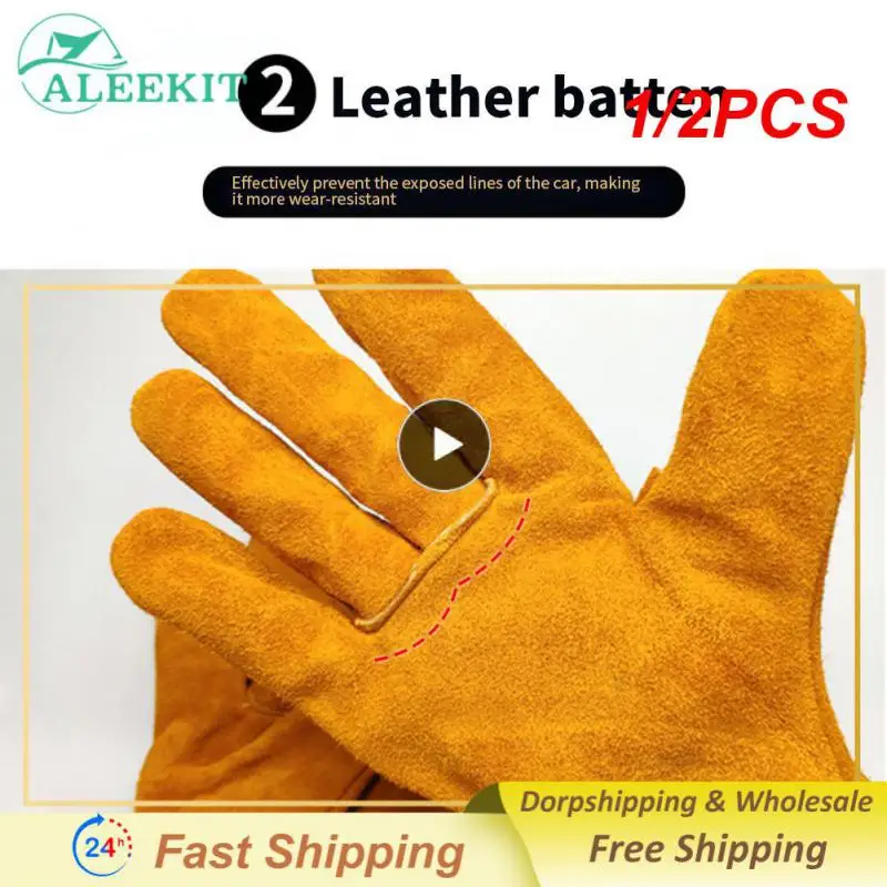 

1/2PCS Men Work Gloves Soft Cowhide Driver Hunting Driving Farm Garden Welding Security Protection Safety Workers Mechanic Glove