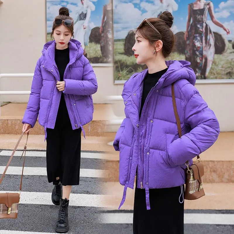 Purple Cotton Coat Short Down Cotton Coat Women Autumn and Winter New Fashion Korean Version Thickened Cotton Coat Loose Outcoat
Purple Cotton Coat Short Down Cotton Coat Women Autumn and Winter New Fashion Korean Version Thickened Cotton Coat Loose Outcoat