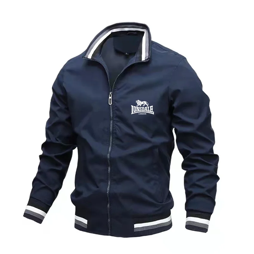 

Мужская бейсбольная куртка LONSDALE, Повседневная приталенная куртка с воротником-стойкой и логотипом, весна 2024