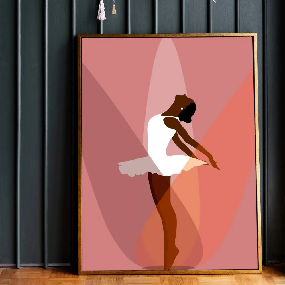 

Минималистичная черная балерина, афроамериканский фотографический плакат, печать, искусство, забавная винтажная комната, настенная живопись, домашняя роспись без рамки