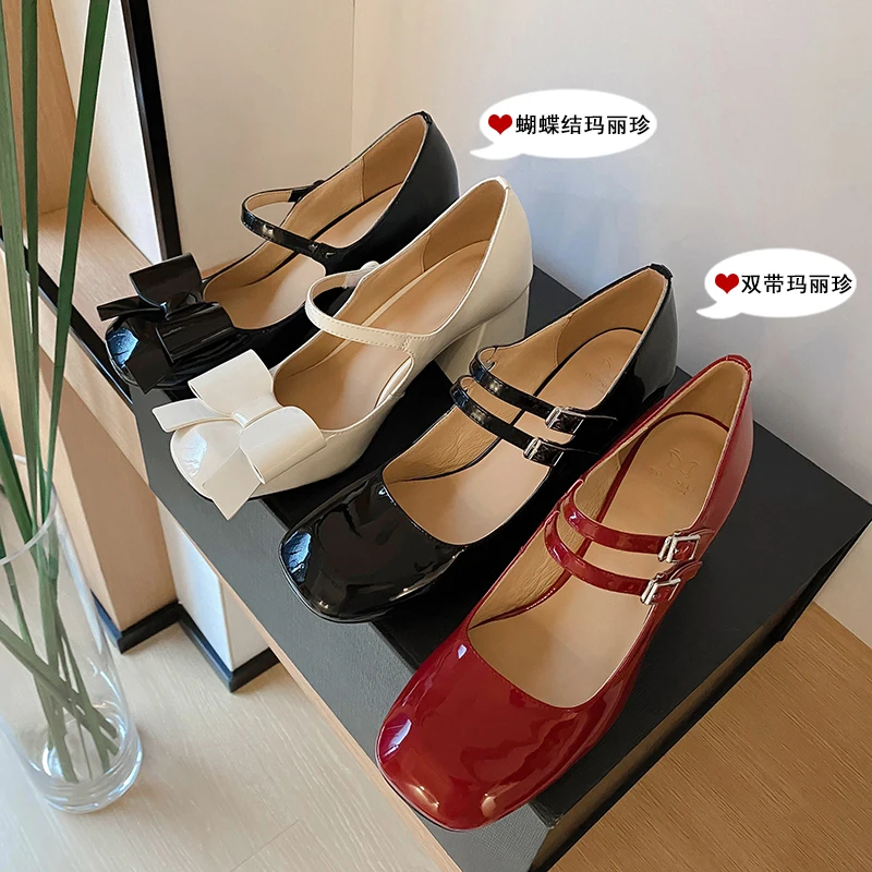 2023 new spring women pumps natural leather 22-24.5cm length Patent leather+sheepskin butterfly-knot thick heel Mary Jane shoes
2023 new spring women pumps natural leather 22-24.5cm length Patent leather+sheepskin butterfly-knot thick heel Mary Jane shoes