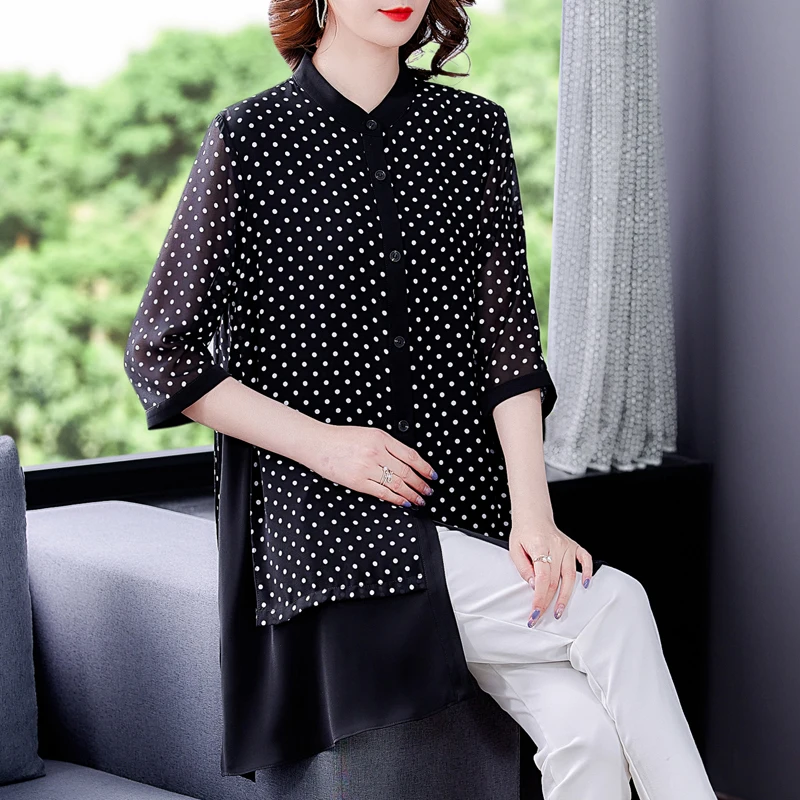 2023 Summer New Silk Polka Dot Chiffon Shirt Women's Loose Large Small Shirt Long Shirt Slim Button Cardigan Slim Casual T-shirt
2023 Summer New Silk Polka Dot Chiffon Shirt Women's Loose Large Small Shirt Long Shirt Slim Button Cardigan Slim Casual T-shirt