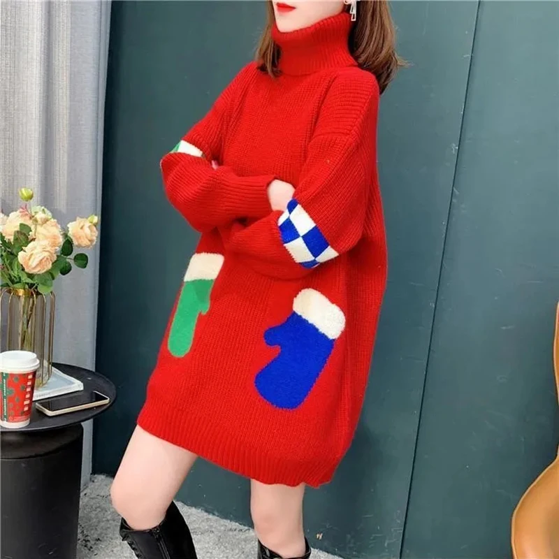 Autumn New Red Pullover Sweater Women's Winter 2023 Loose Turtle-Neck Knit Sweater Dress Elegant Elastic Warm Print Tops Female
Autumn New Red Pullover Sweater Women's Winter 2023 Loose Turtle-Neck Knit Sweater Dress Elegant Elastic Warm Print Tops Female