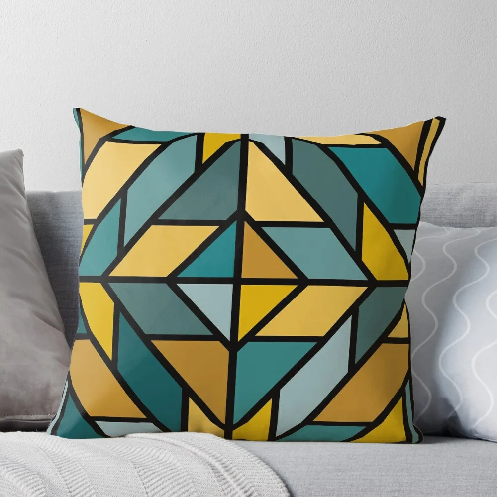 

Geometric Pattern Tiles in Mustard Yellow and Teal Throw Pillow christmas pillow case Throw Pillow Covers