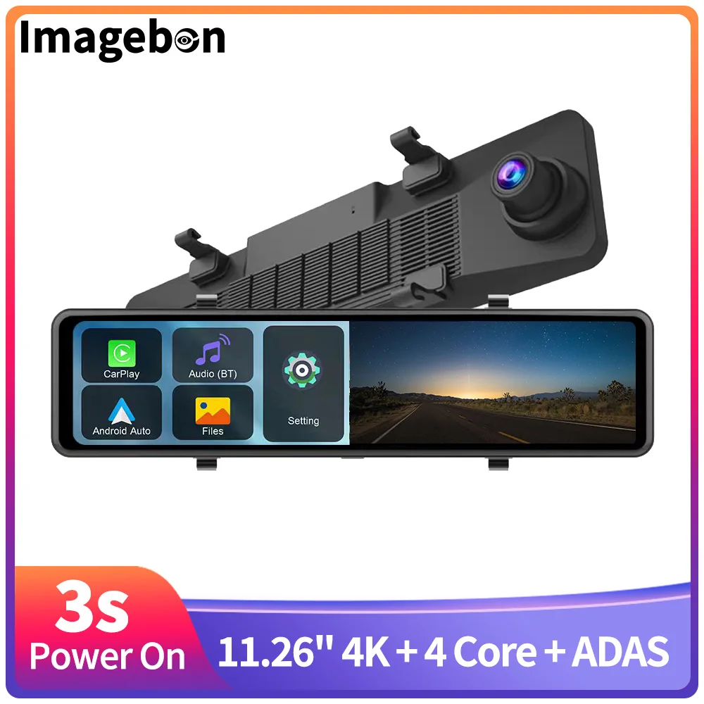 Imagebon 11.26" 4K ADAS Rearview Mirror DVR with Wireless CarPlay & Android Auto AI Voice GPS Navigation AUX FM BT Dash Camera
Imagebon 11.26" 4K ADAS Rearview Mirror DVR with Wireless CarPlay & Android Auto AI Voice GPS Navigation AUX FM BT Dash Camera