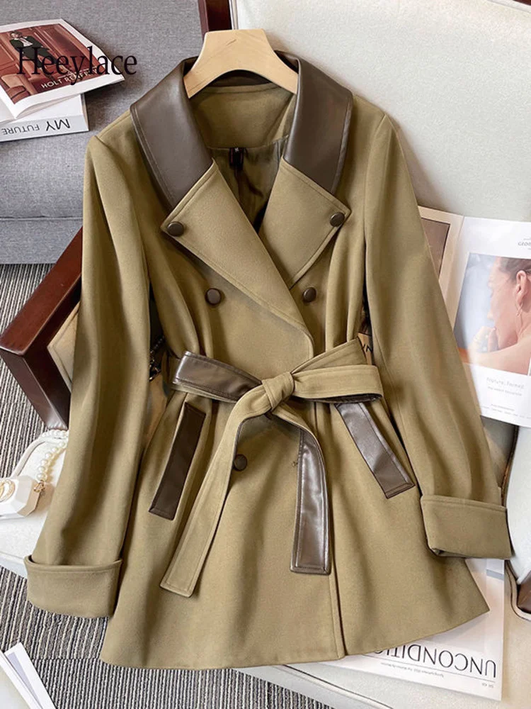 Autumn Winter Trench For Women Windbreaker Coat Office Ladies Elegant Notched V Neck Leather Patchwork Jacket Women 4XL Clothing
Autumn Winter Trench For Women Windbreaker Coat Office Ladies Elegant Notched V Neck Leather Patchwork Jacket Women 4XL Clothing