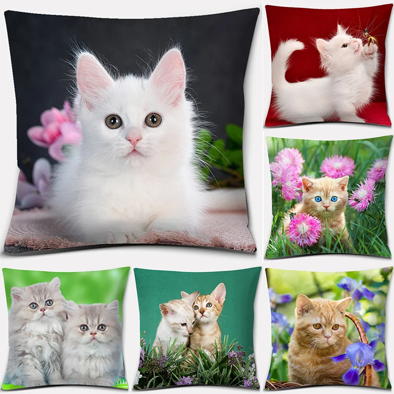 

45x45cm Cute Cat Series Decorative Pillowcase Living Room Sofa Office Seat Cushion Cover Home Decoration Hold