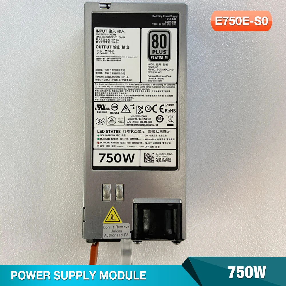 

E750E-S0 For Dell R620 520 720 820 420 750W Server Power Supply D750E-S1 D750E-S3 0N30P9
