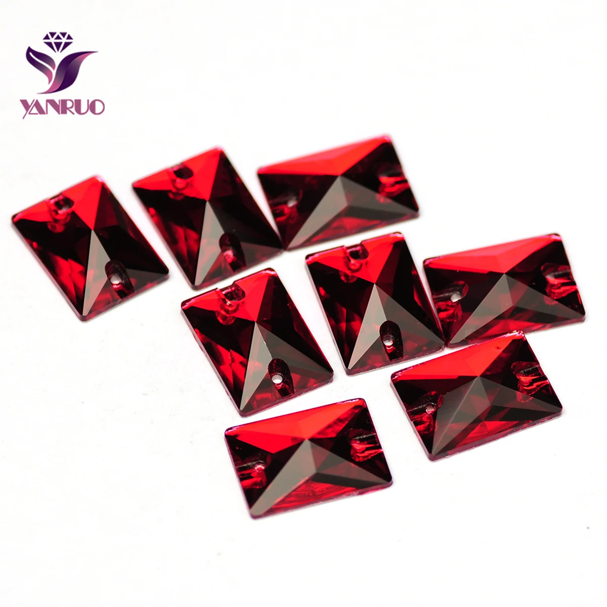 

YANRUO 3250 Rectangle Siam Red Glass Sewing Rhinestones Diamonds for Clothes Needlework Craft Design