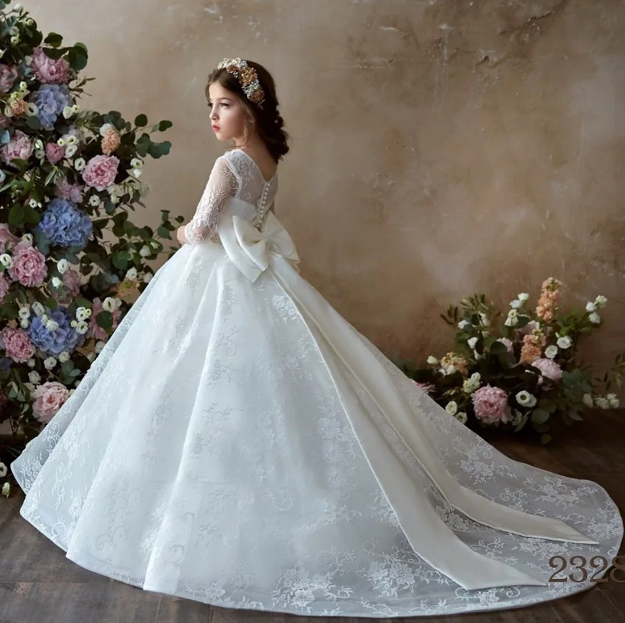 Long Sleeves Kids Bridesmaid Dress for Girls Flower Long Sleeve Floral Lace Tulle A Line Gown Appqulies Wedding Even
Long Sleeves Kids Bridesmaid Dress for Girls Flower Long Sleeve Floral Lace Tulle A Line Gown Appqulies Wedding Even