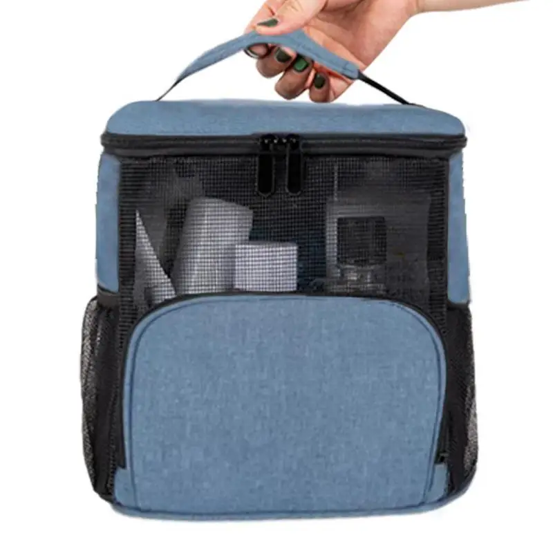 

Travel Makeup Bag Mesh Portable Hangable Makeup Bag Waterproof Grid Classification Large Capacity Oxford Cloth Makeup Organizer