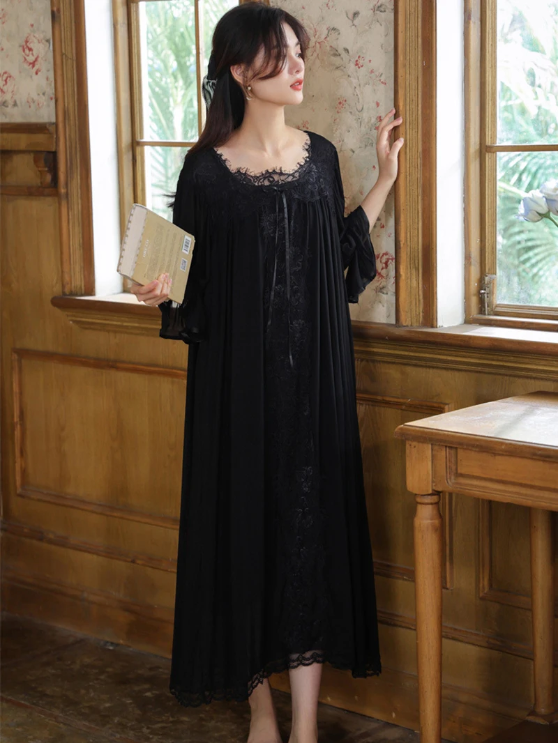 Women Fairy Lace Cotton Medium Sleeve Mesh Loose Princess Pajama Spring French Court Style Romantic Vintage Pajamas Nightgowns
Women Fairy Lace Cotton Medium Sleeve Mesh Loose Princess Pajama Spring French Court Style Romantic Vintage Pajamas Nightgowns