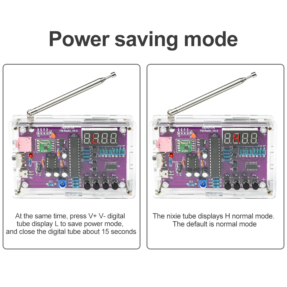 

HU-017A RDA5807S Radio Kit FM DIY Electronic Parts Learning Set 87-108MHz Board Kit for Electronic Component Accessories