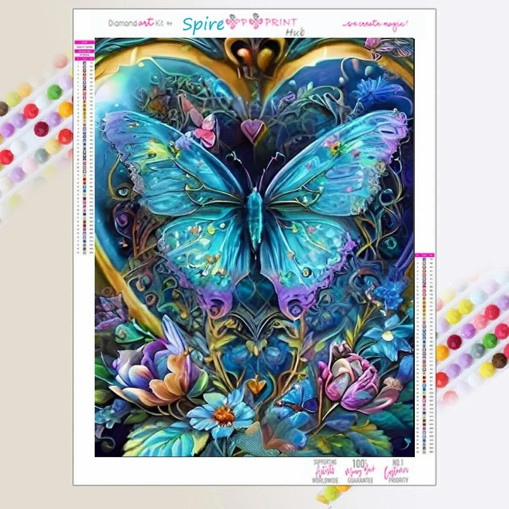 

Butterfly Flowers 5d Crystal Drills Diamond Painting New Embroidery Fantasy Rainbow Diy Art Cross Stitch Mosaic Home Decor Gift
