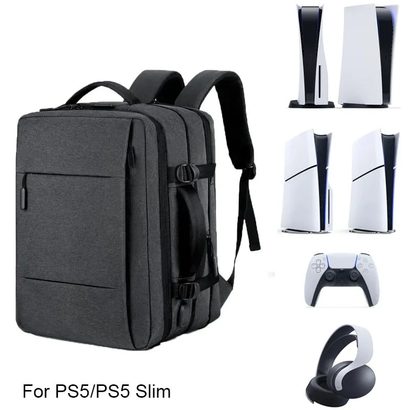 

36-55L Large Capacity Travel Case Backpack for PS5/PS5 Slim Game Console Storage Bag Shockproof Waterproof Shoulder Portable Bag