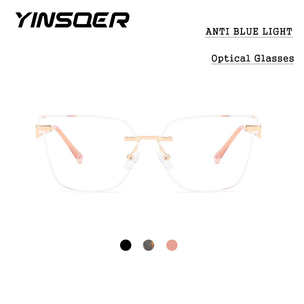 Rimless Fake Glasses Woman Resting Lenses Anti Blue Light Women's Eyeglass Frame Fashion Cat Eye Women's Optical Bezel Frame 
Rimless Fake Glasses Woman Resting Lenses Anti Blue Light Women's Eyeglass Frame Fashion Cat Eye Women's Optical Bezel Frame
