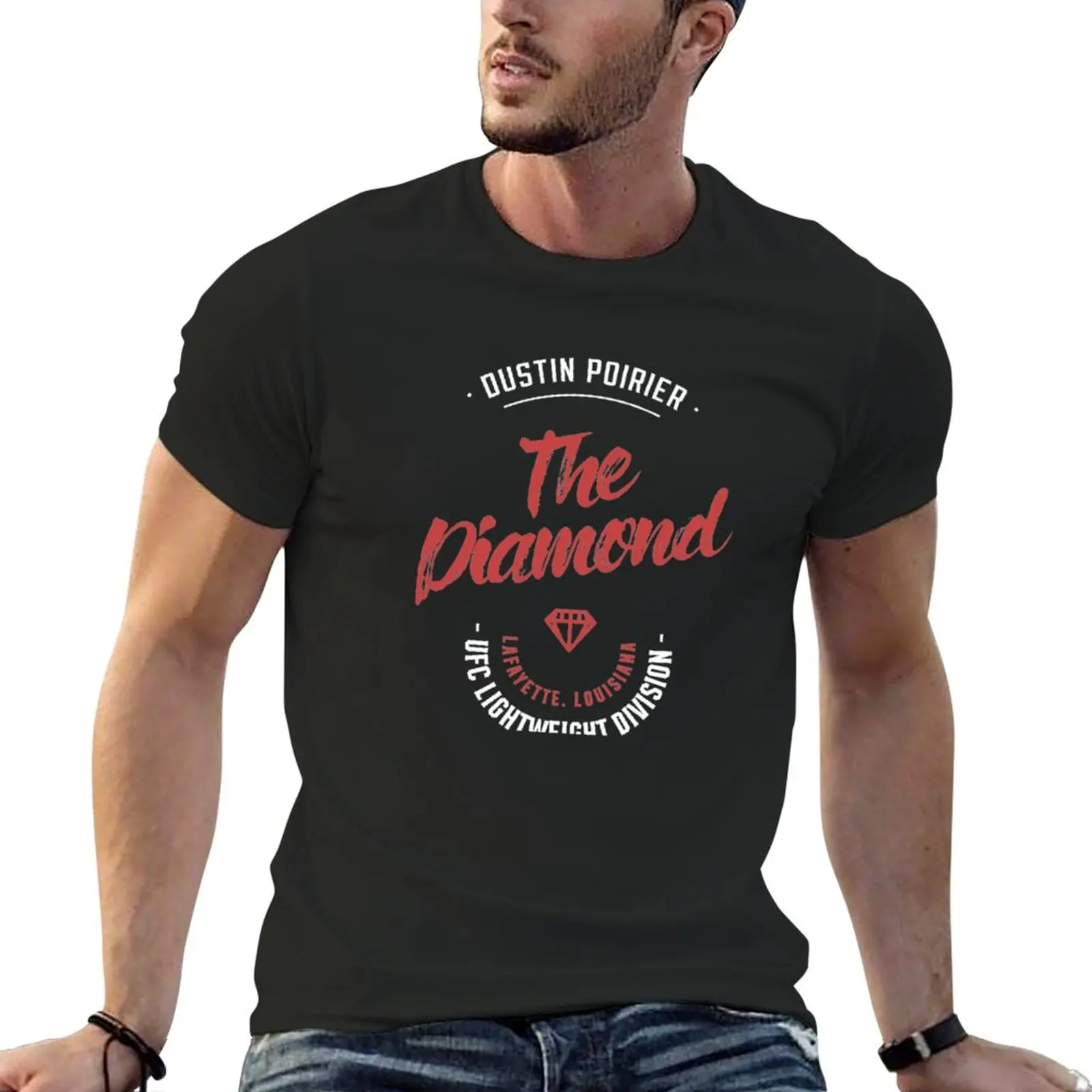 

New Dustin Poirier - Vintage Typography Badge 2 - Red Classic T-Shirt anime cute tops custom t shirts Men's clothing