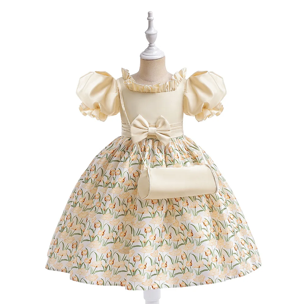 Girl Champagne Printed First Communion Gowns Princess Kids Short Sleeves Wedding Birthday Pageant Party Dresses for 4-10 Y
Girl Champagne Printed First Communion Gowns Princess Kids Short Sleeves Wedding Birthday Pageant Party Dresses for 4-10 Y