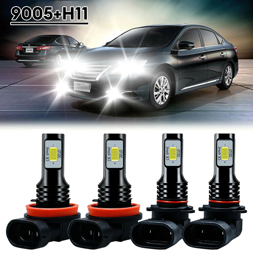 4pcs 9005+H11 Combo LED Car Headlight High Low Beam Bulbs Kit 6500K Super White Bright 4000LM 80W 6500K Aluminum Alloy Accessori
4pcs 9005+H11 Combo LED Car Headlight High Low Beam Bulbs Kit 6500K Super White Bright 4000LM 80W 6500K Aluminum Alloy Accessori