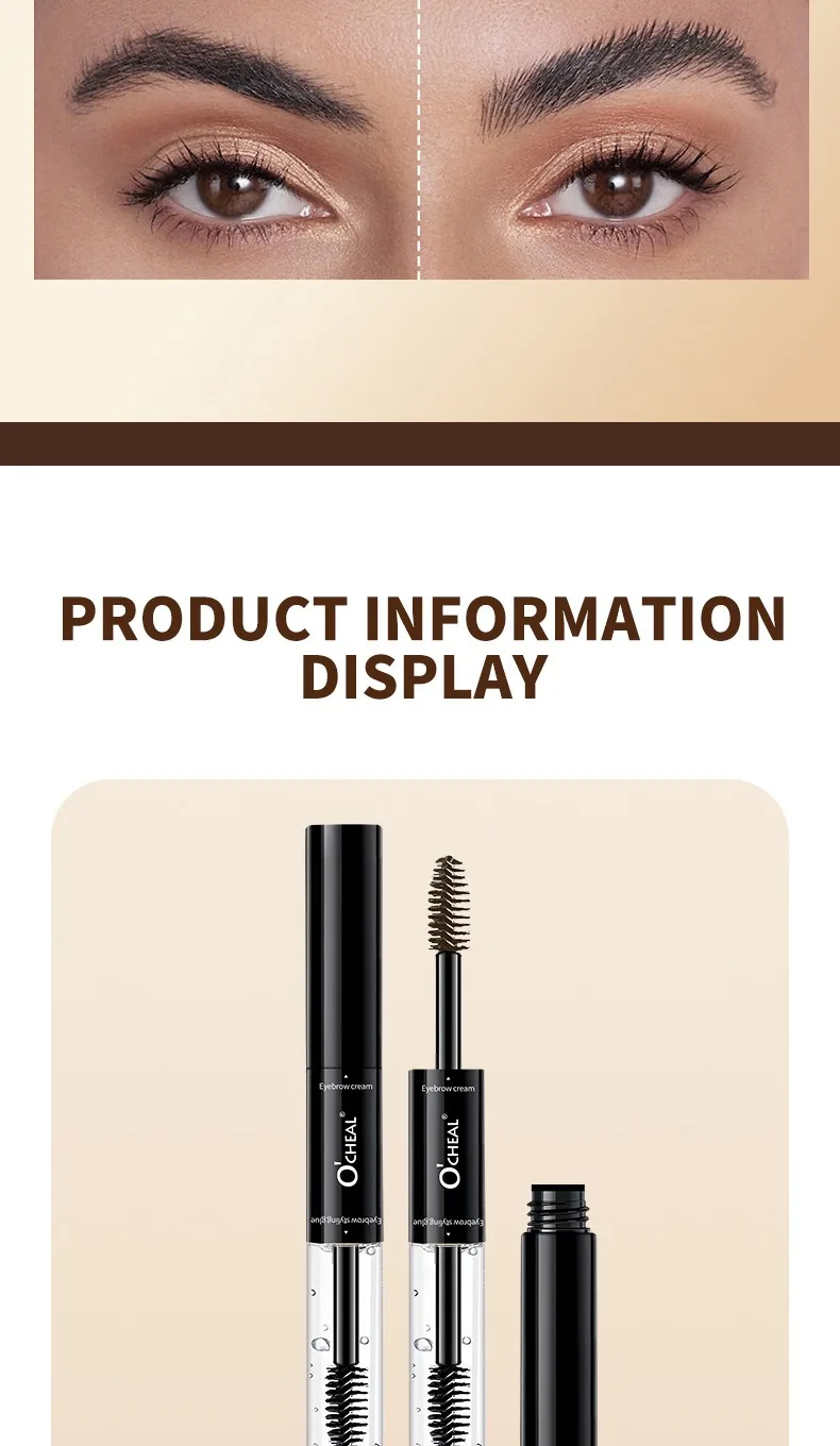 2-in-1 Double-Ended Brow Cream Gel - Smudge-Proof Waterproof Sweat-Resistant Long Lasting Eyebrow Tint Natural Hair-Like Strokes 19 Sec1bce40117a4fb9bb88bf600f408f22V