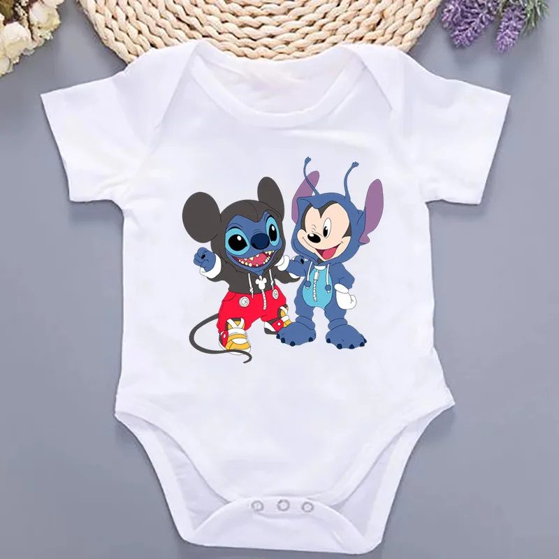 

Newborn Baby Summer Rompers Infant Bodysuits Short Sleeve Jumpsuit Cartoon Lilo & Stitch Micky Ropa Bebe Baby Boy Girl Clothes