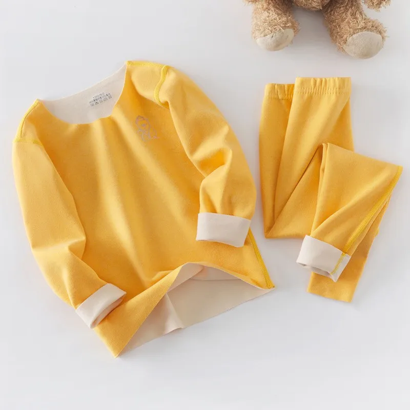 Spring Autumn Kids Boy Warm Traceless Underwear Clothing Sets Plush Velvet Thicken Pullovers+Pants Outfit Girl Cartoon Bear Suit
Spring Autumn Kids Boy Warm Traceless Underwear Clothing Sets Plush Velvet Thicken Pullovers+Pants Outfit Girl Cartoon Bear Suit