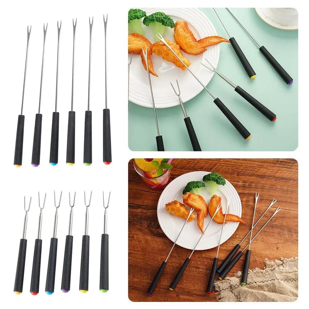 

6Pcs Telescopic Barbecue Fork Kitchen Roasting Skewers Forks Grill Outdoor Bbq Cooking Tools Grilling Outdoor Meat Supplies C8I0