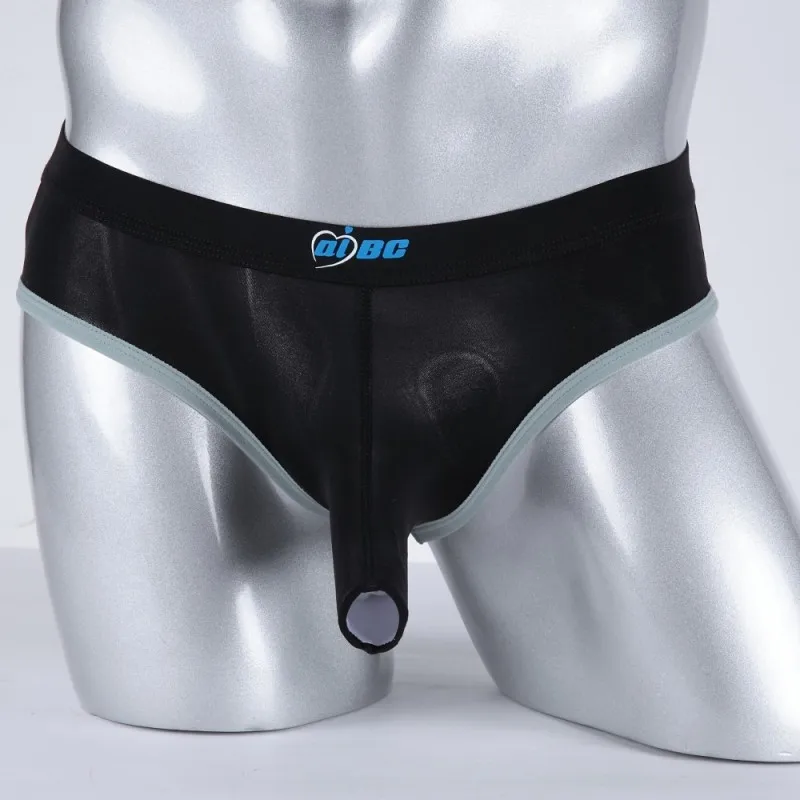 

Aibc Elephant Underwear Men Silk Panties Penis Sheath Sleeve Men's Erotic Briefs Tip Hole Lingerie Sexy Pouch Underpants Gay XL