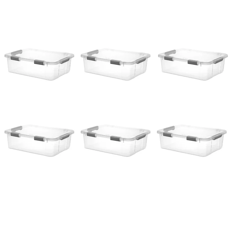 

Sterilite 40 Qt. HingeLID Storage Box Plastic, Flat Gray, Set of 6 storage box