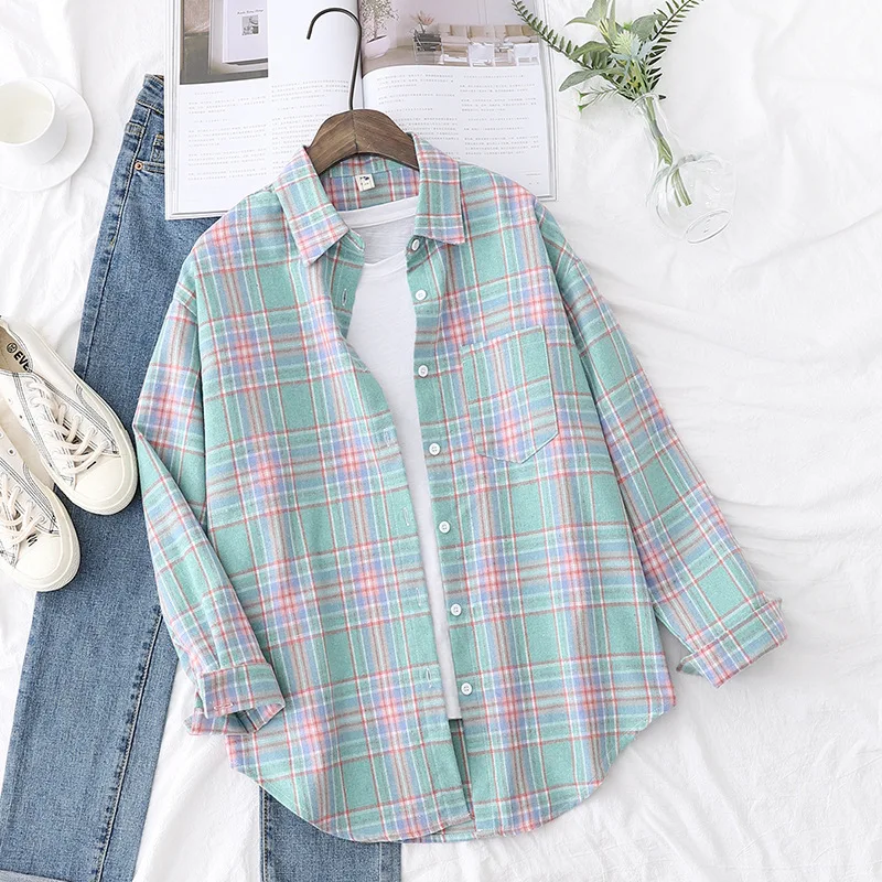 Brand Casual Women's Plaid Shirt 2022 Autumn New Ladies Loose Blouse and Tops Female Long Sleeve Blouses Fresh Checked Clothes
Brand Casual Women's Plaid Shirt 2022 Autumn New Ladies Loose Blouse and Tops Female Long Sleeve Blouses Fresh Checked Clothes